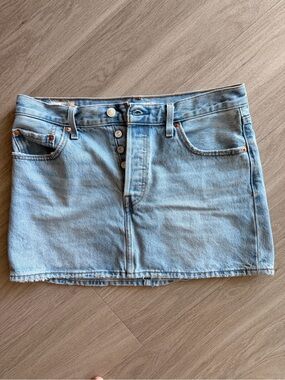 Levi's Light Blue Denim Button-Front Mini Skirt